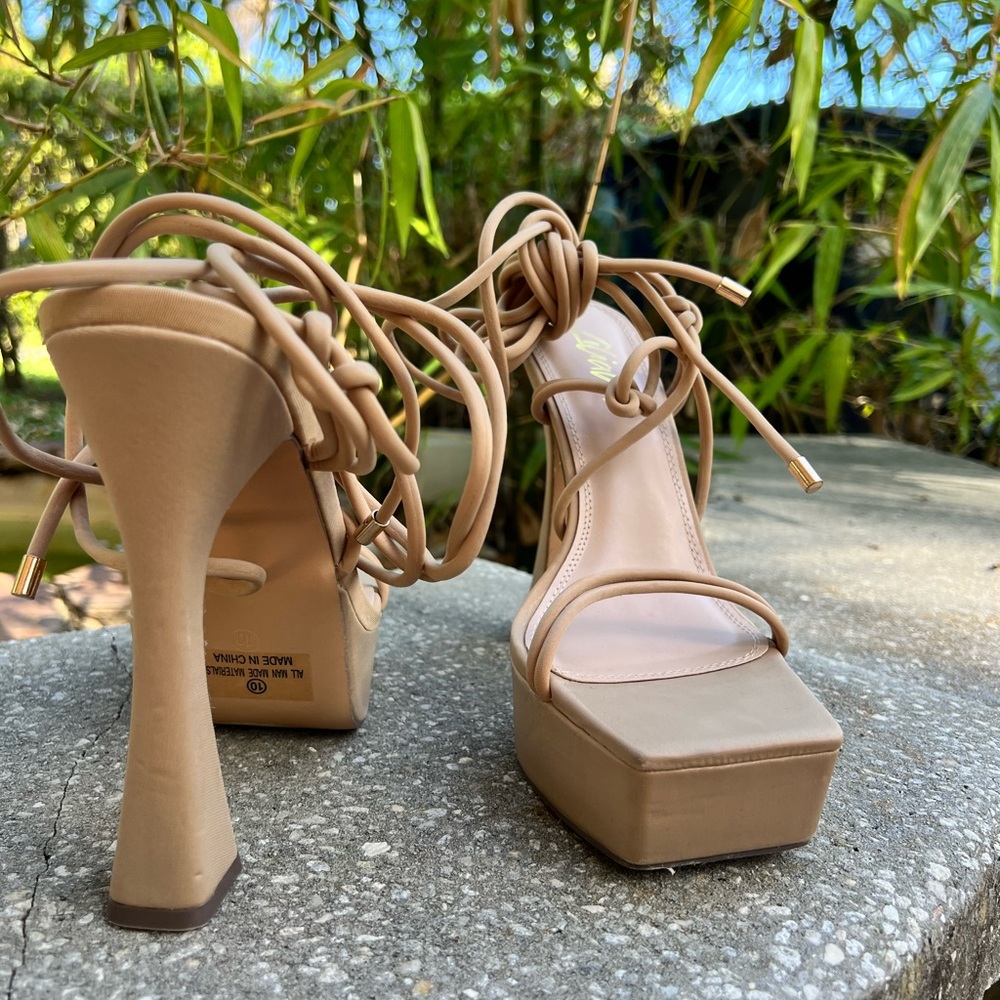 Elegant Tan Women's Platform Heels